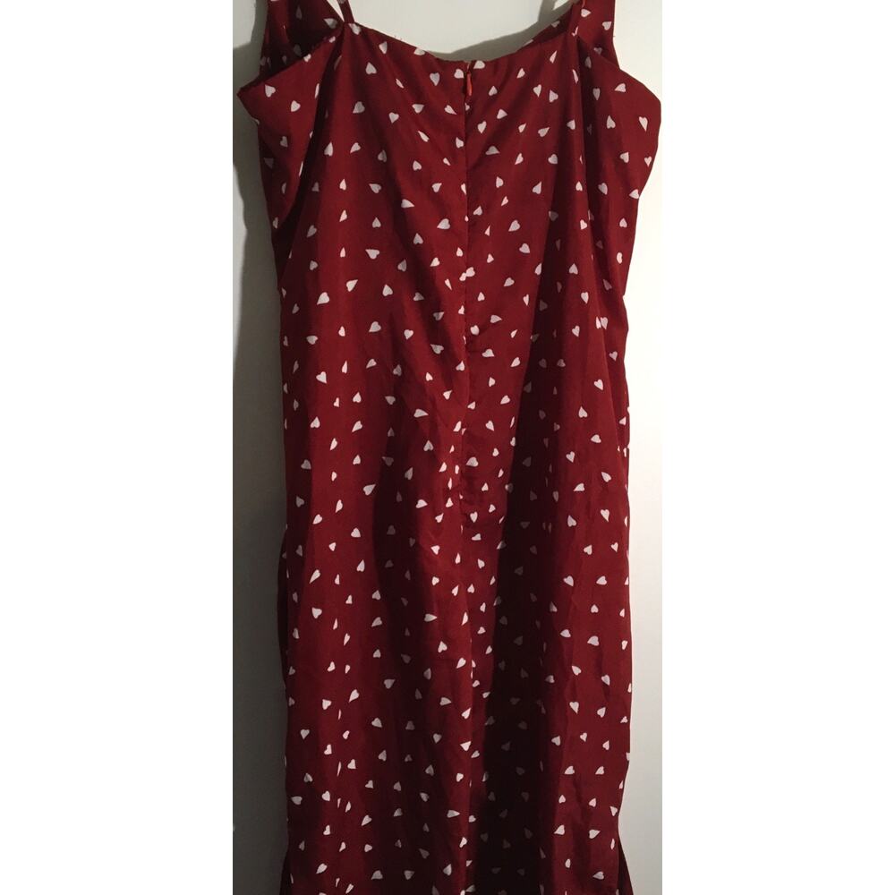 Nasty Gal Slip Dress Women's Sz 6 Red & White Hearts Strappy Draped Neck Light - Picture 8 of 8